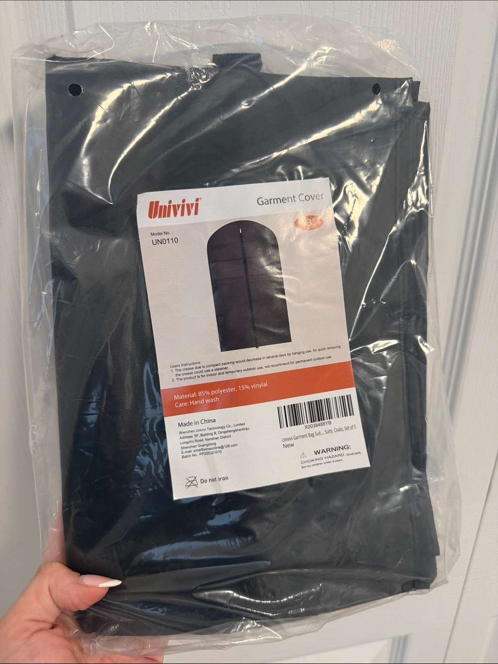 Black Garment Cover - Protective Clothing Storage